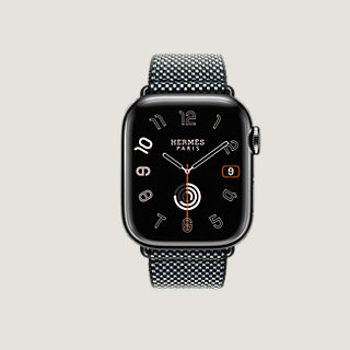 Space Black Series 9 case & Band Apple Watch Hermès Single Tour 41 mm Toile  H